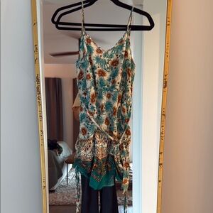 FS Collection Boho Romper in Teal and Brown